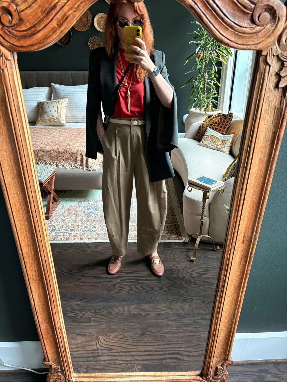 Women’s Tibi Wide-Leg Wool Pleated Pants in Khaki - Picture 5 of 12